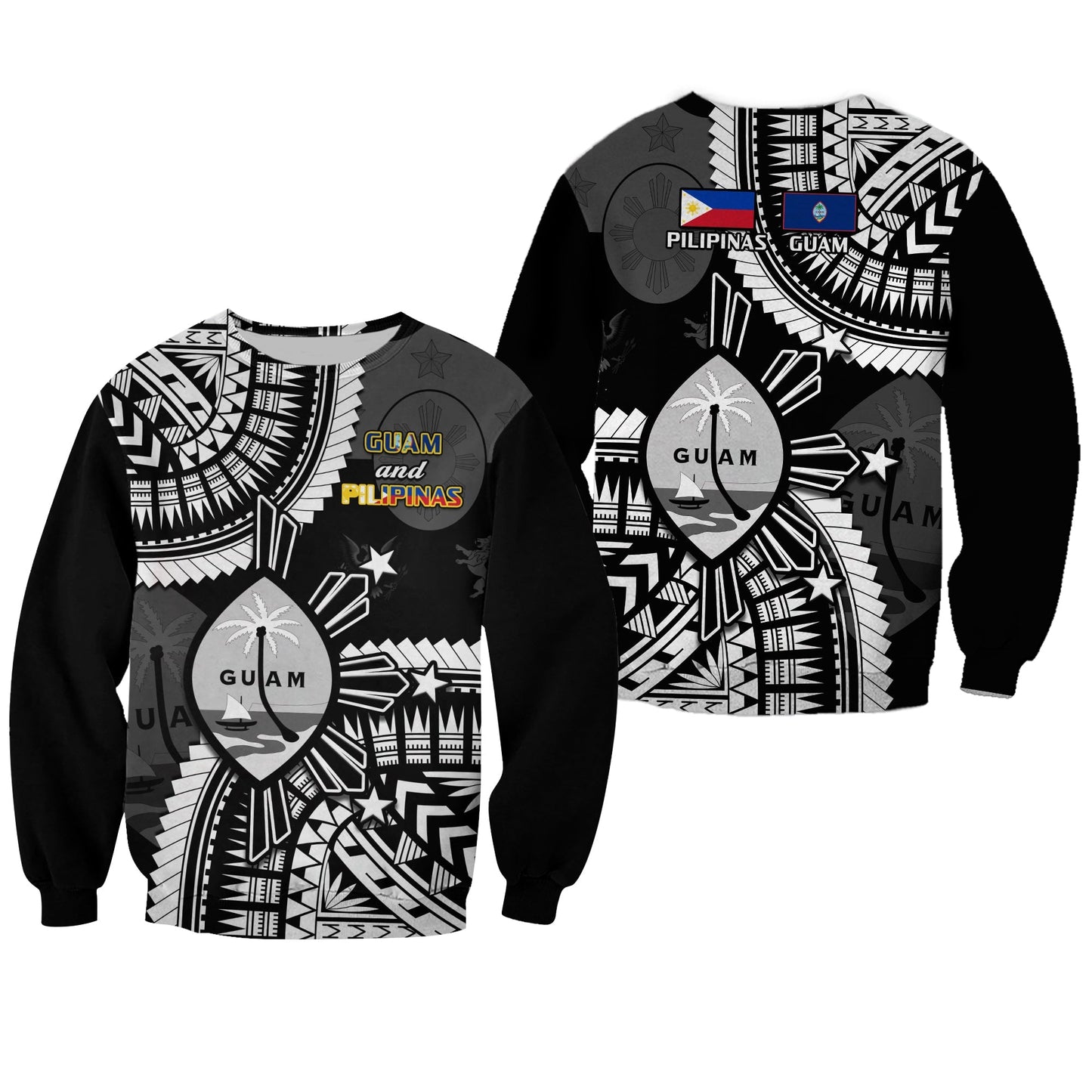 Guam and Philippines Sweatshirt Guaman Filipinas Together Black