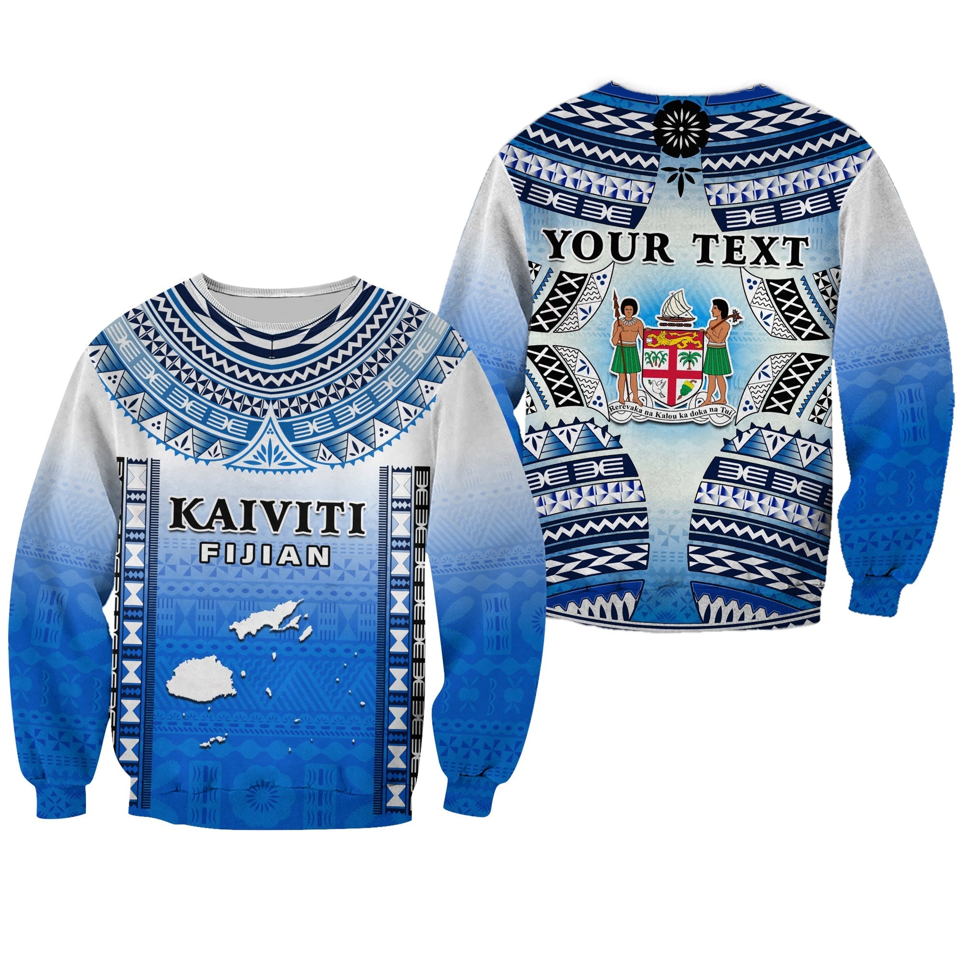 Custom Text And Number Fiji Sweatshirt Kaiviti Fijian Special Tapa Pattern