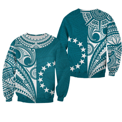 Cook Islands Tatau Sweatshirt Symbolize Passion Stars Version Blue