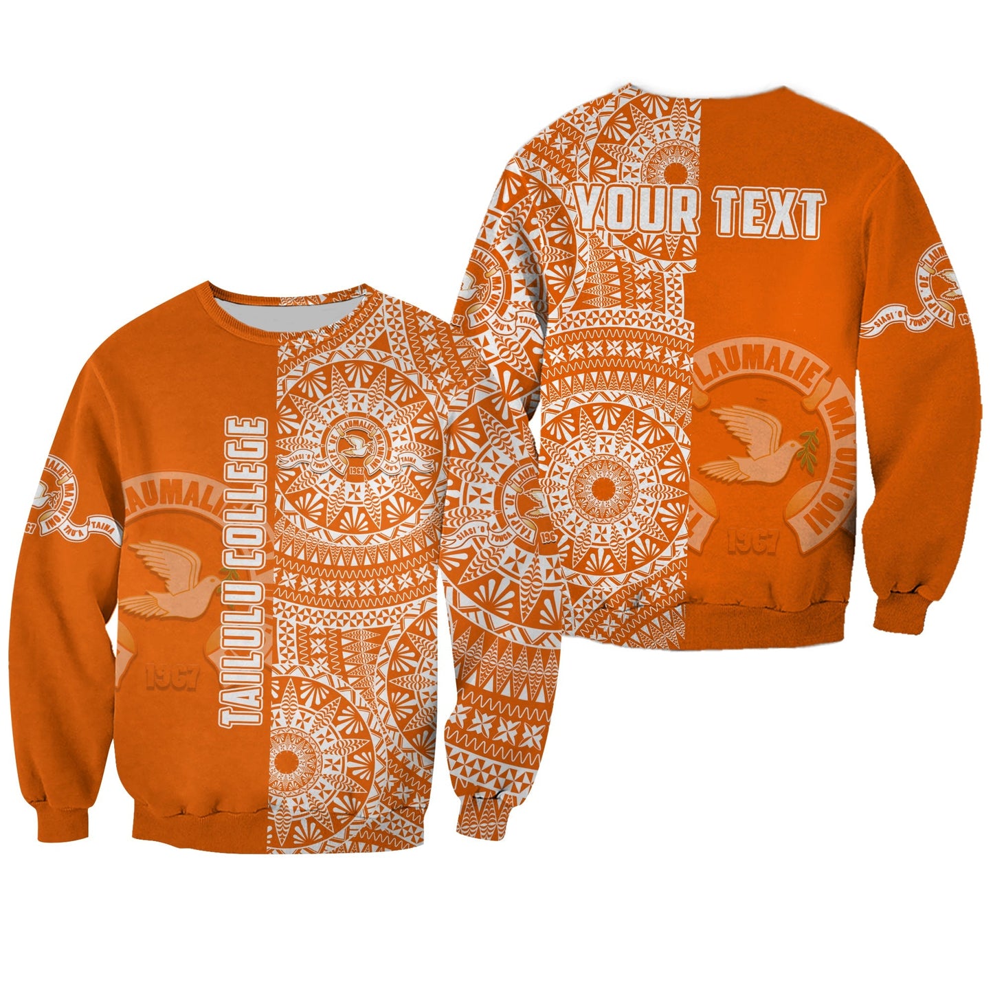 Custom Personalised Tailulu Tonga College Sweatshirt Tongan Ngatu Pattern