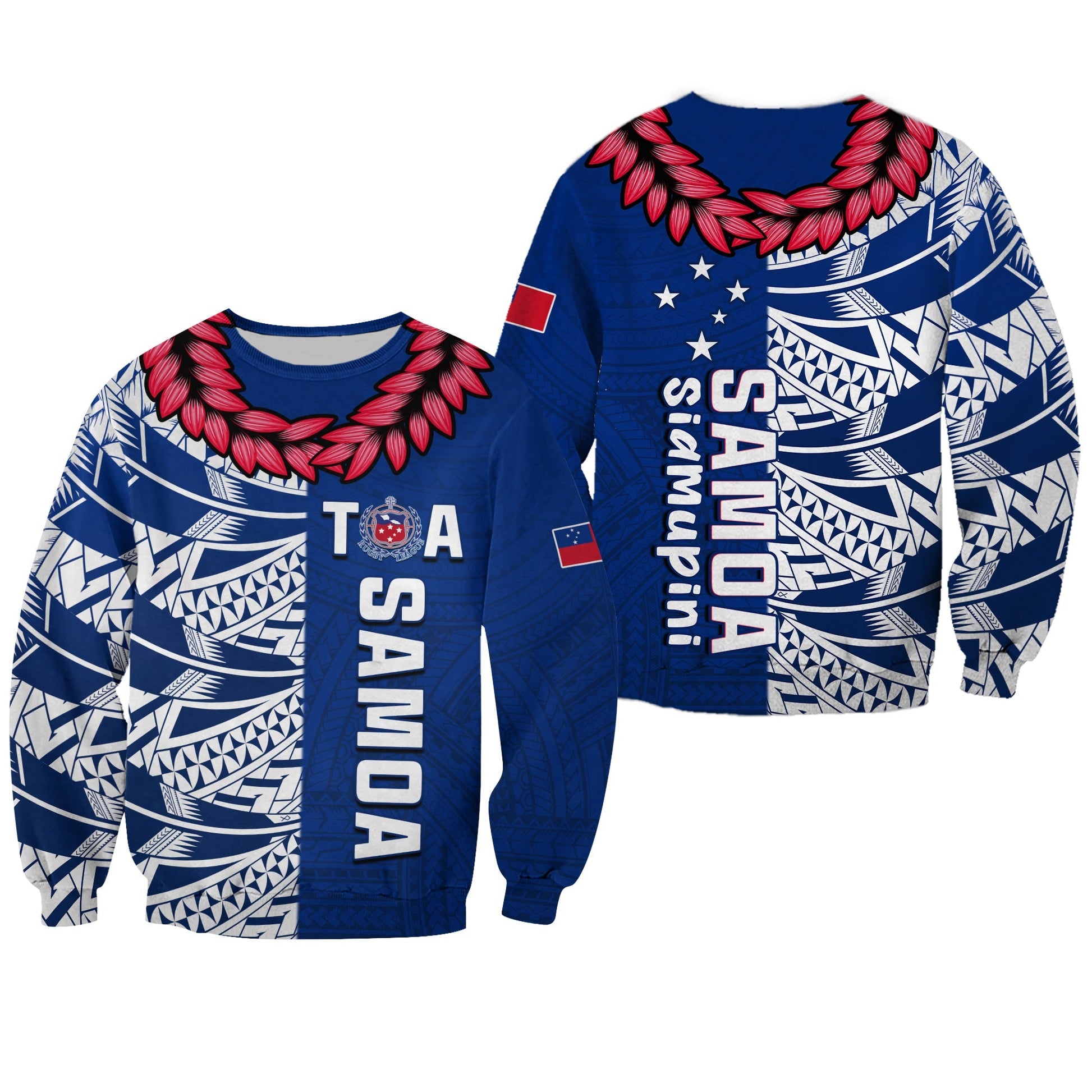Toa Samoa Rugby Sweatshirt Siamupini Ula Fala Blue