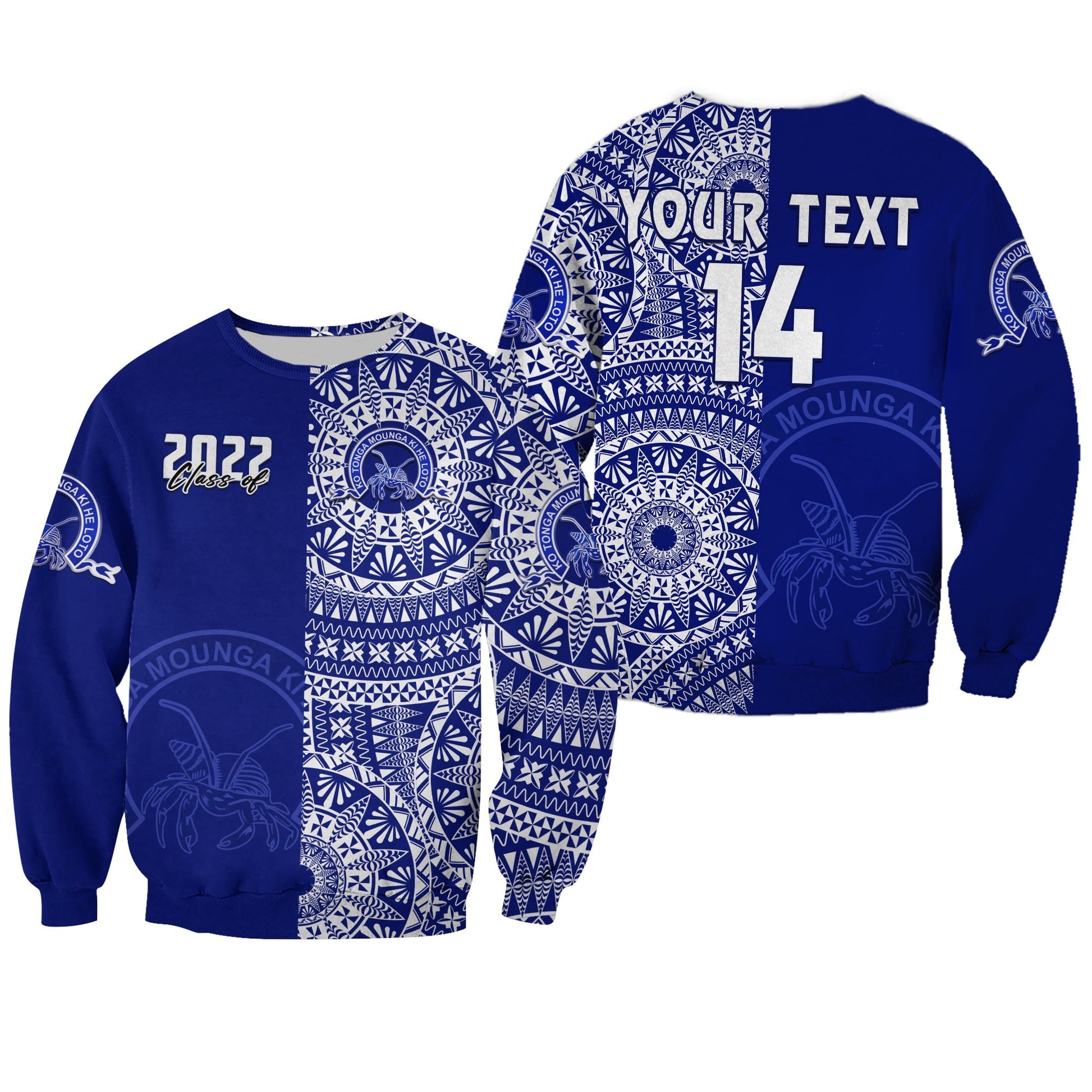 Custom Text And Number Queen Salote Tonga College Sweatshirt Class Of Year Tongan Ngatu Pattern