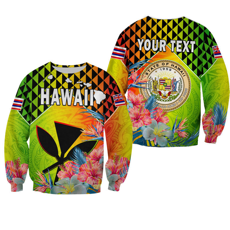 Custom Personalised Hawaii Sweatshirt Hawaiian Tribal Kanaka Maoli Hibiscus