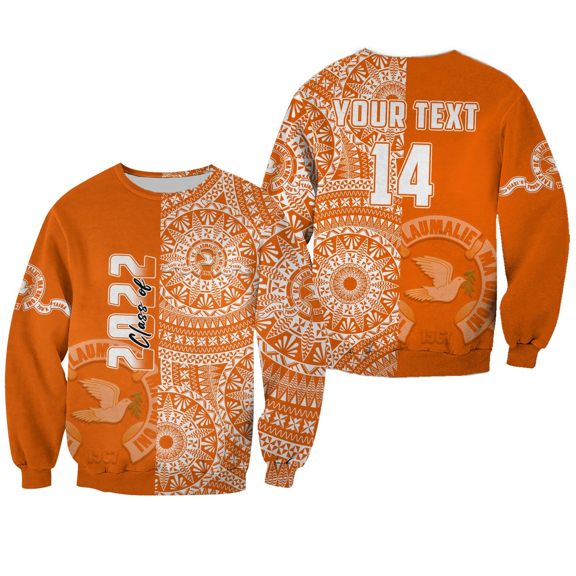 Custom Text And Number Tailulu Tonga College Sweatshirt Class Of Year Tongan Ngatu Pattern