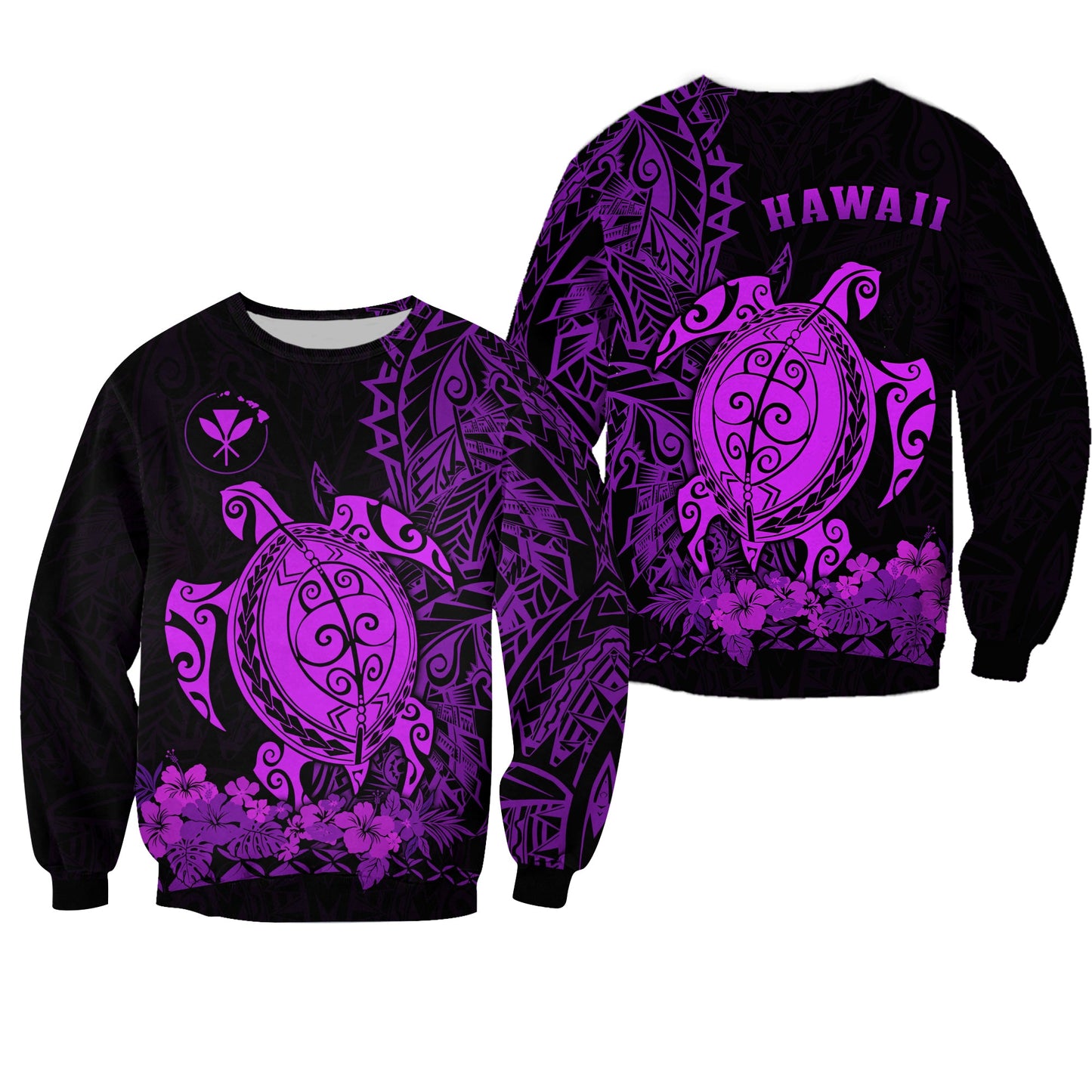 Hawaii Polynesian Sweatshirt Purple Sea Turtles Hawaiian