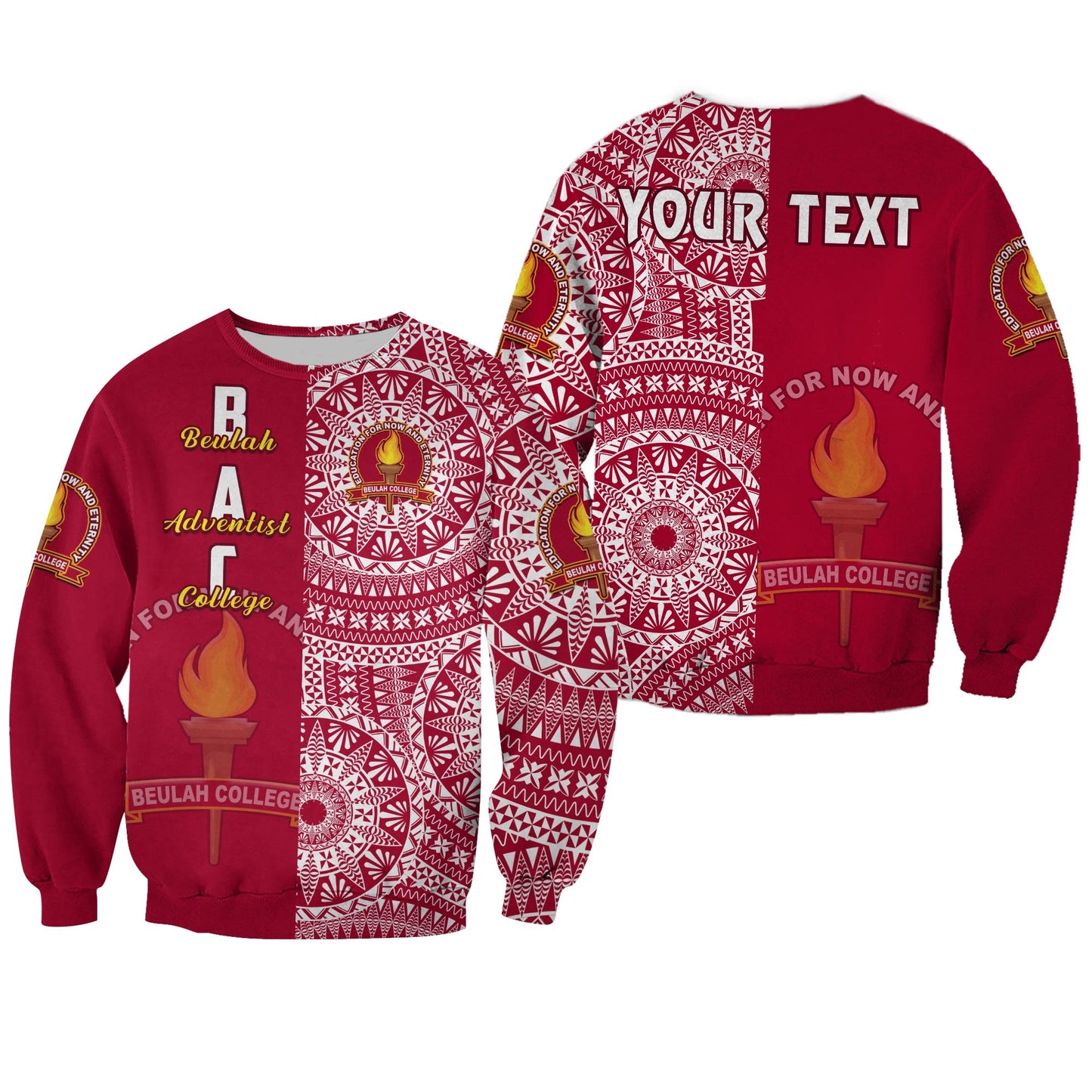 Custom Personalised Beulah Tonga College Sweatshirt Tongan Ngatu Pattern