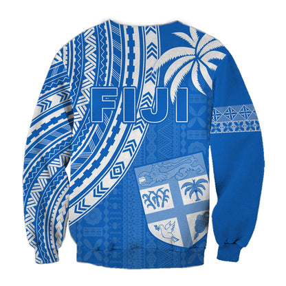 Fiji Rugby Sevens Sweatshirt Fijian 7s Tapa Polynesian Blue Ver.01