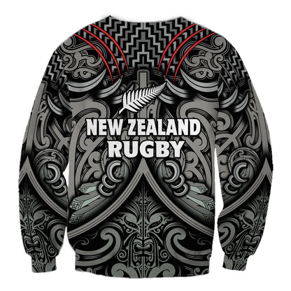 New Zealand Silver Fern Rugby Sweatshirt All Black NZ Maori Pattern