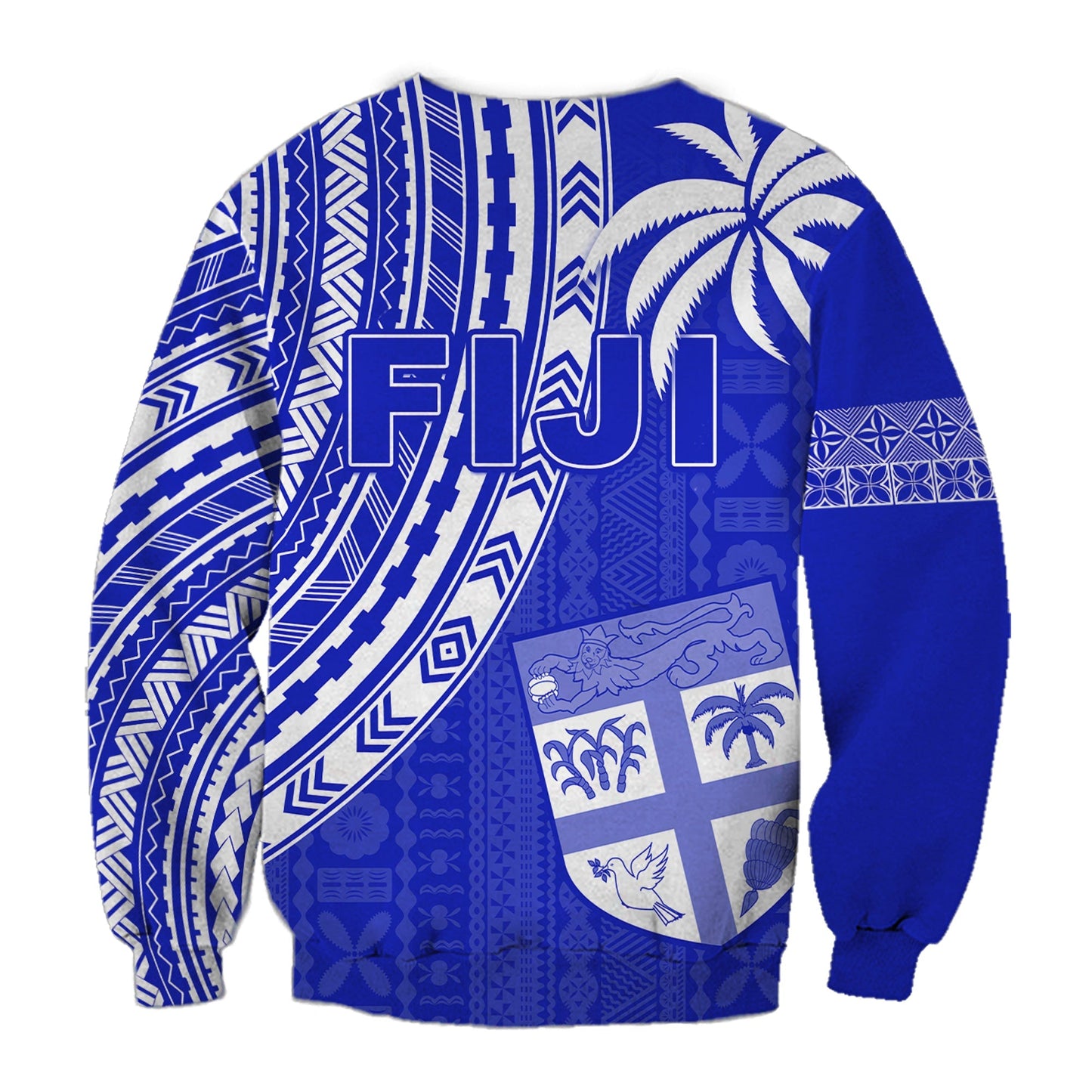 Fiji Rugby Sevens Sweatshirt Fijian 7s Tapa Polynesian Blue Ver.02