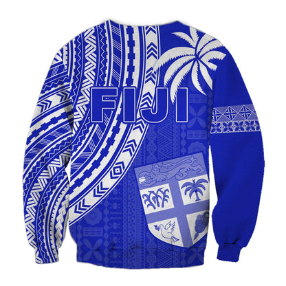 Fiji Rugby Sevens Sweatshirt Fijian 7s Tapa Polynesian Blue Ver.02