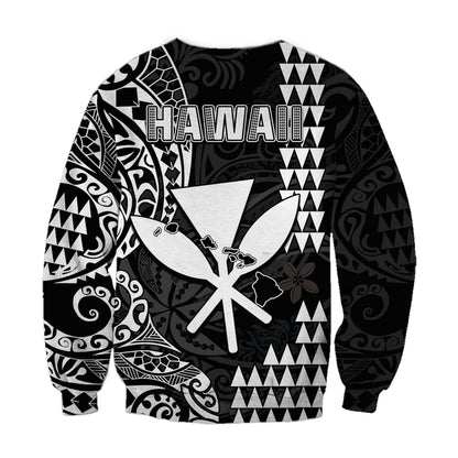 Hawaii Day Kakau Sweatshirt Proud To Be Hawaiian Black King Kamehameha and Kanaka Maoli
