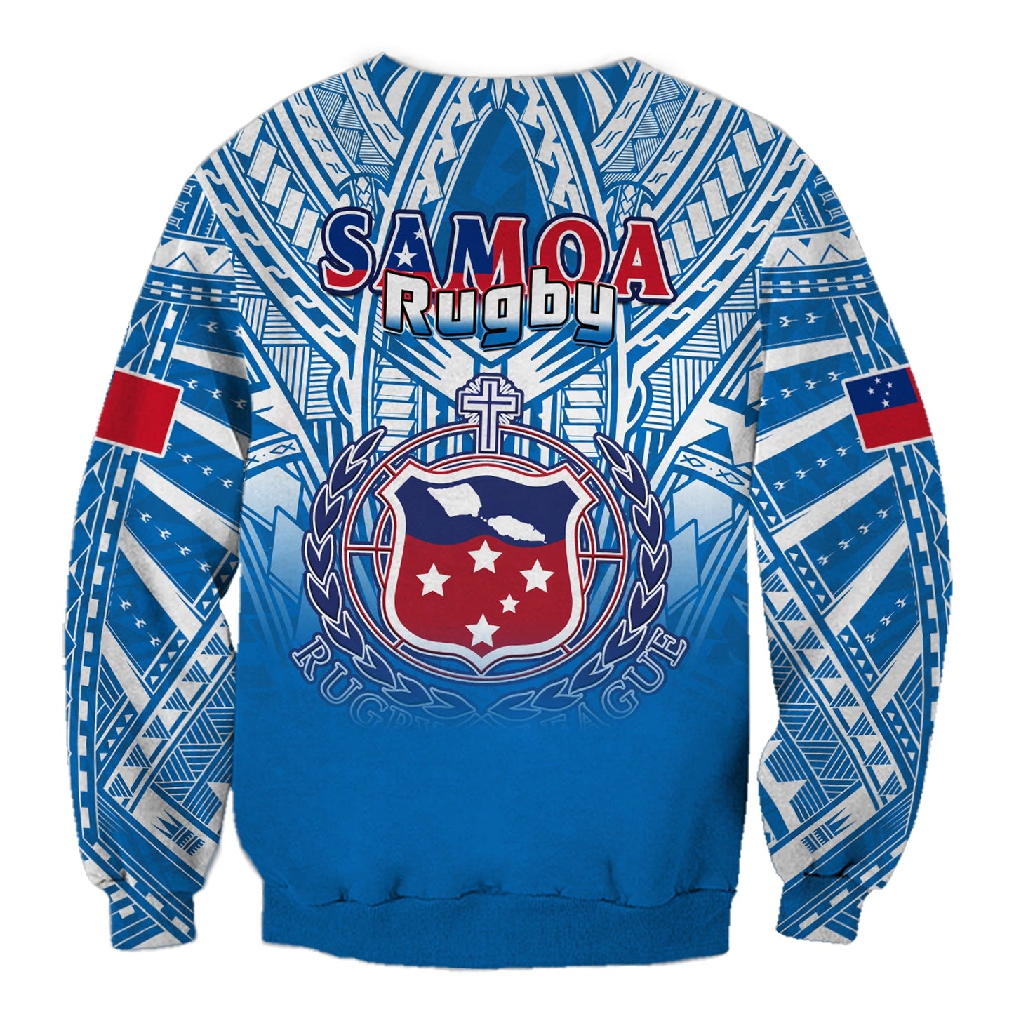 Samoa Rugby Sweatshirt Toa Samoa Polynesian Pacific Blue Version