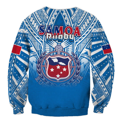 Samoa Rugby Sweatshirt Toa Samoa Polynesian Pacific Blue Version