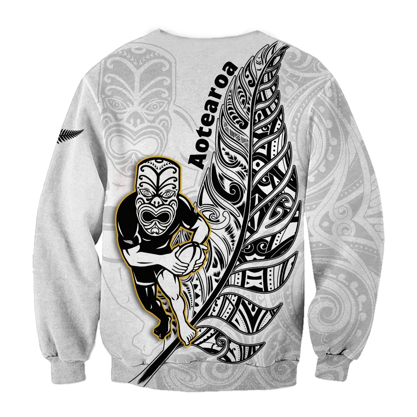 New Zealand Silver Fern Rugby Sweatshirt All Black Maori Version White
