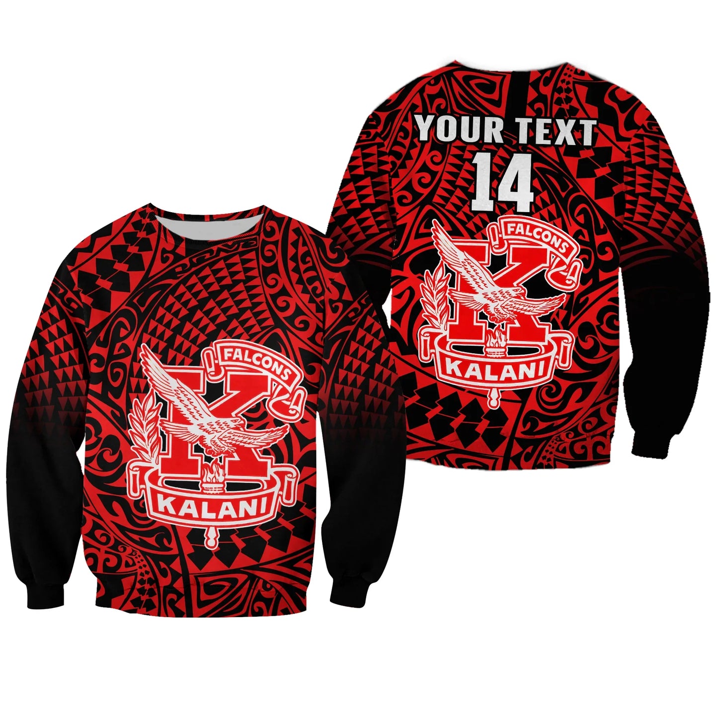 Custom Text And Number Hawaii Sweatshirt Kalani High School Tribal Kakau