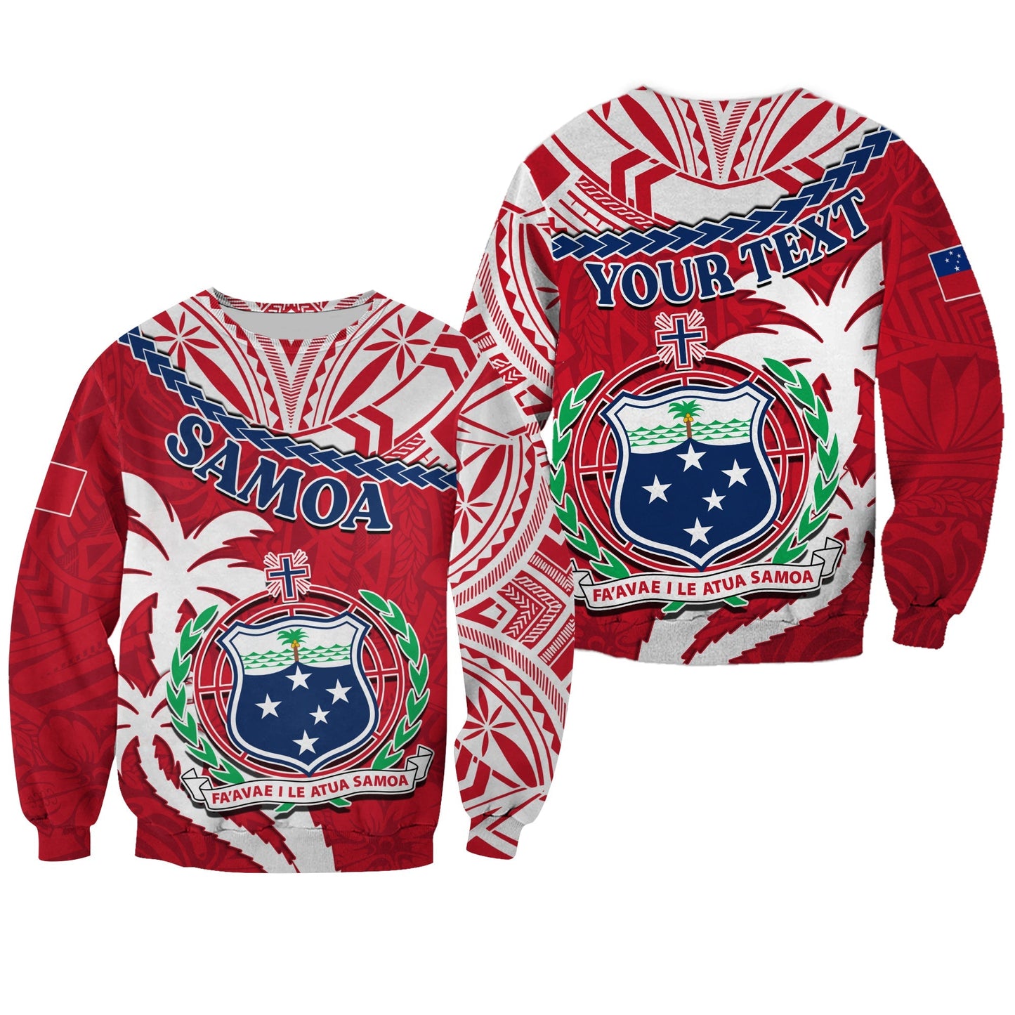Custom Personalised Samoa Sweatshirt Samoan Coat Of Arms With Coconut Red Style