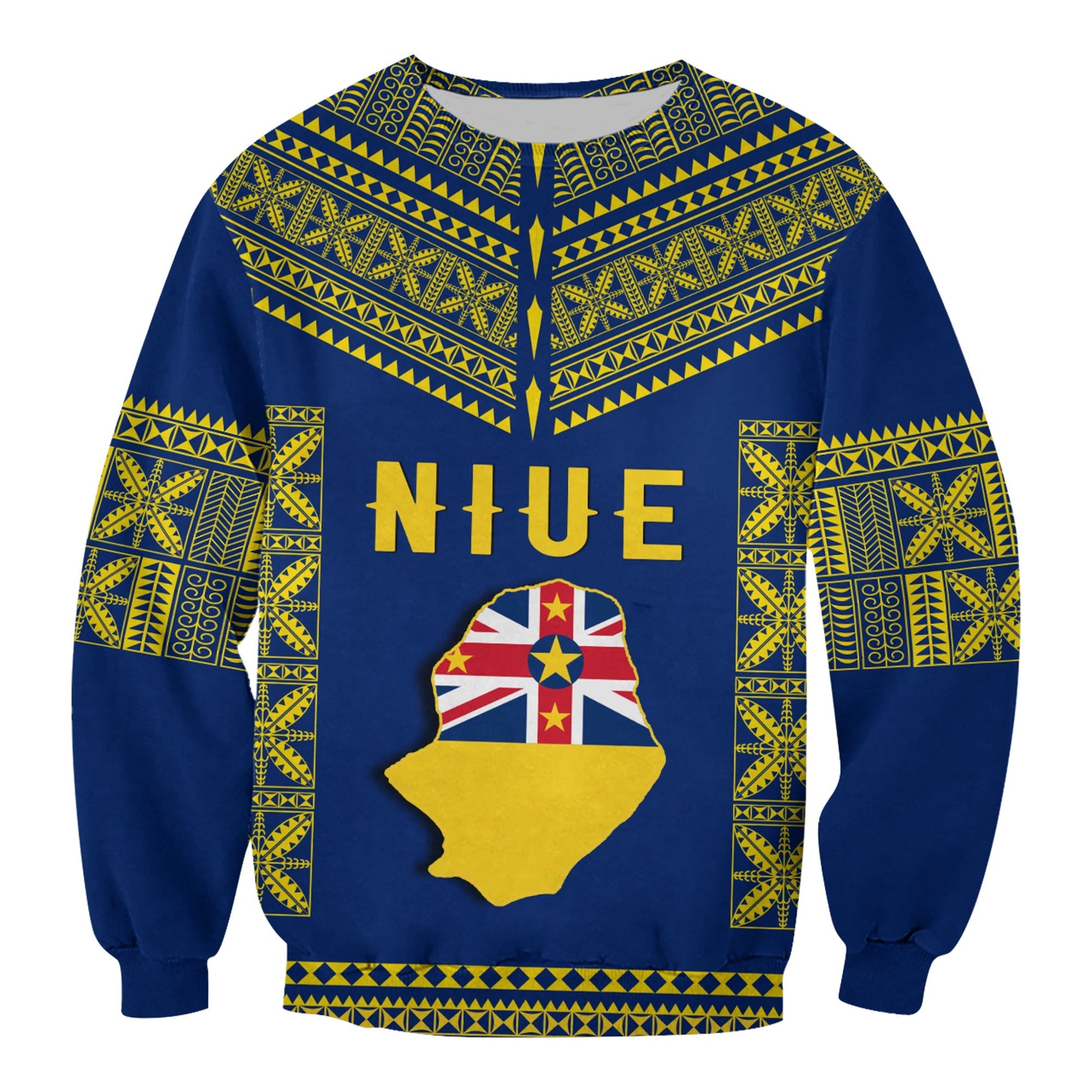 Niue Sweatshirt Happy Constitution Day Niuean Hiapo Crab With Map