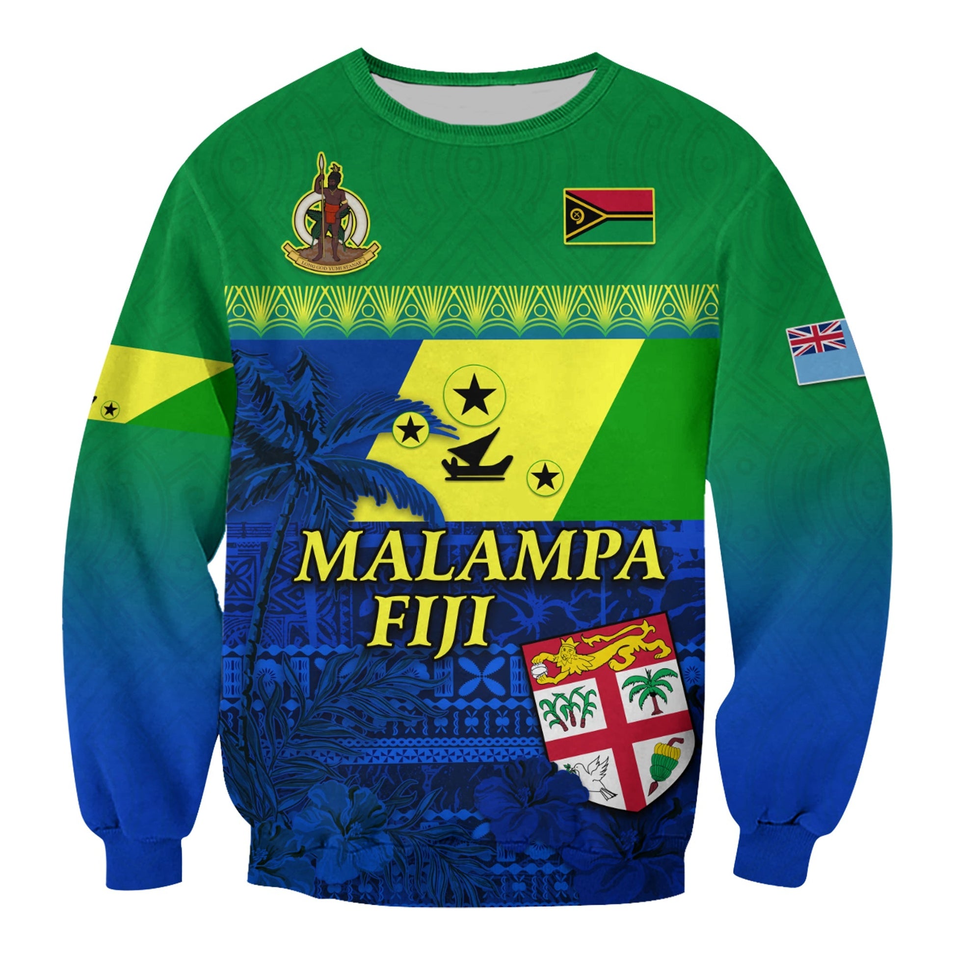 Malampa Fiji Day Sweatshirt Vanuatu Polynesia mix Flowers