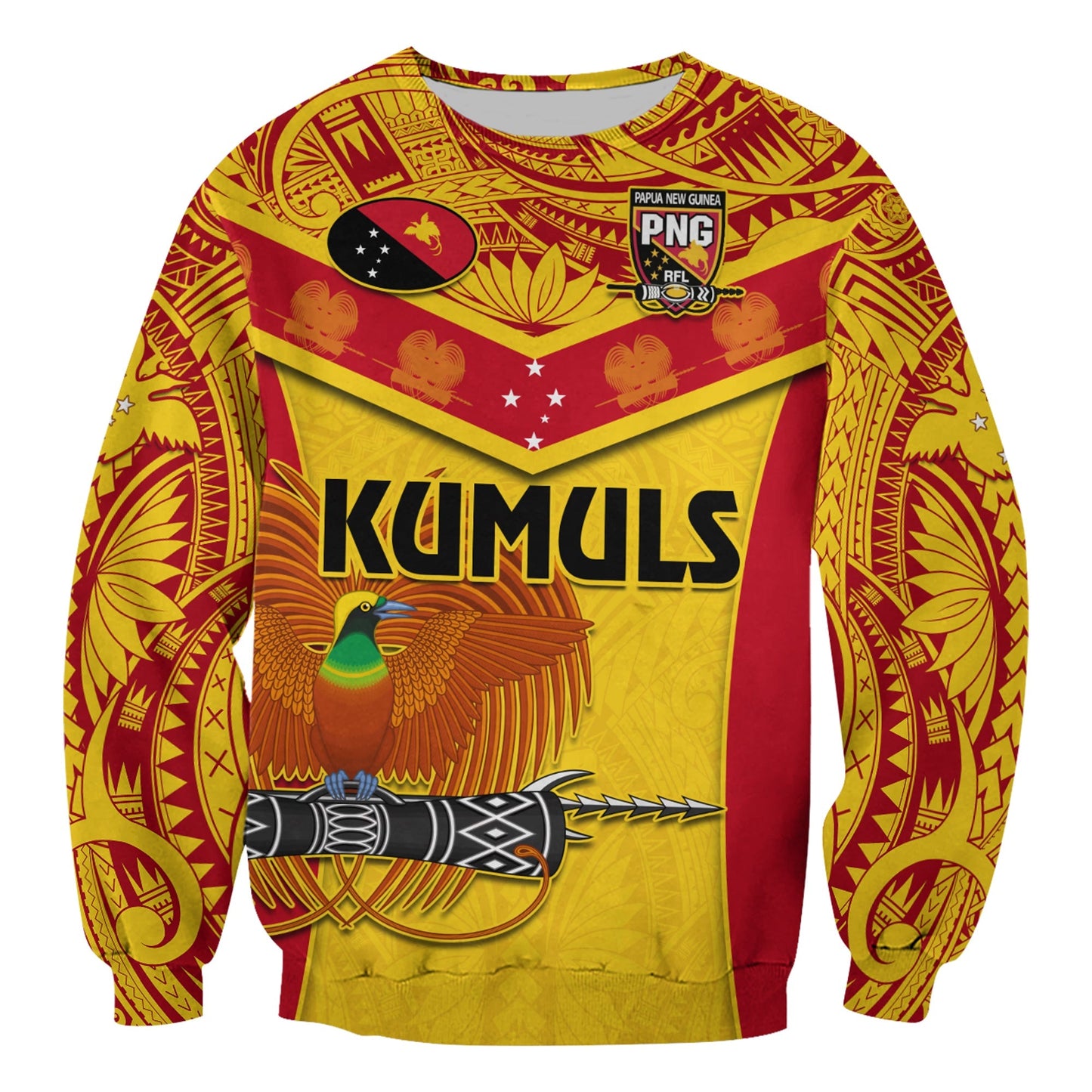 Papua New Guinea Rugby Sweatshirt PNG Kumuls Bird Of Paradise Yellow