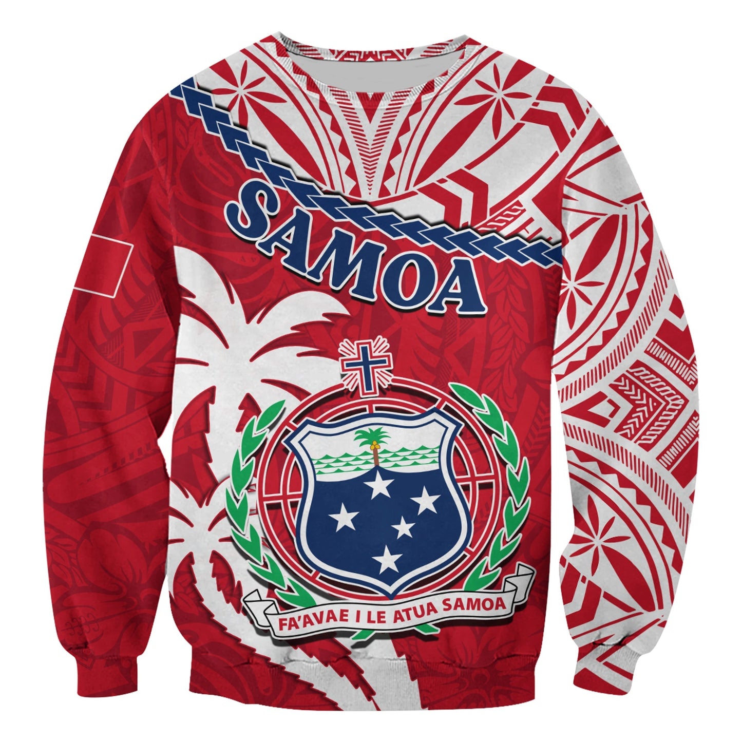 Custom Personalised Samoa Sweatshirt Samoan Coat Of Arms With Coconut Red Style