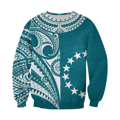 Custom Text and Number Cook Islands Tatau Sweatshirt Symbolize Passion Stars Version Blue