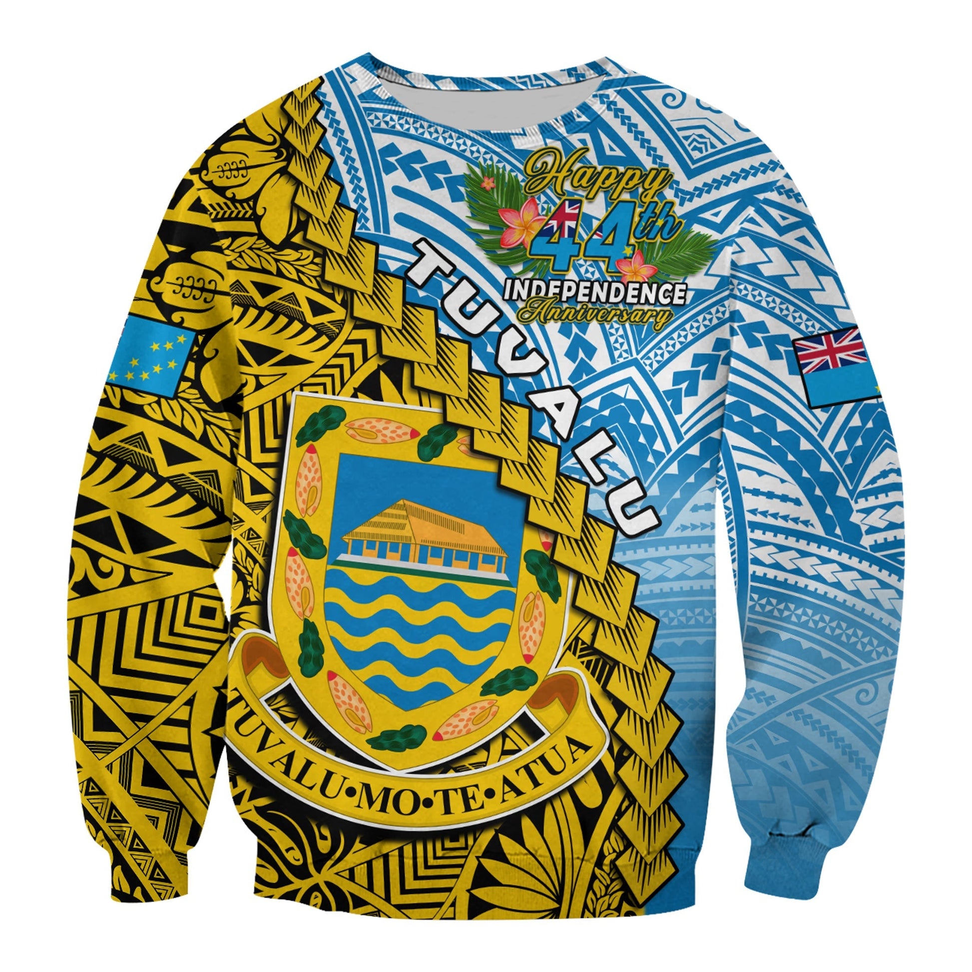 Tuvalu 1978 Sweatshirt Happy 44th Independence Anniversary Polynesian Pattern