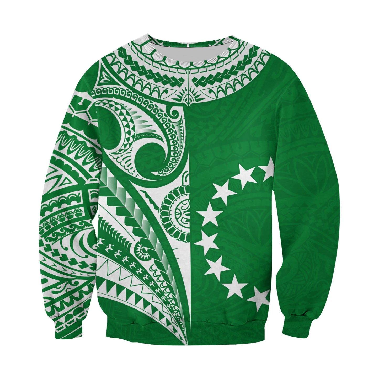 Cook Islands Tatau Sweatshirt Symbolize Passion Stars Version Green