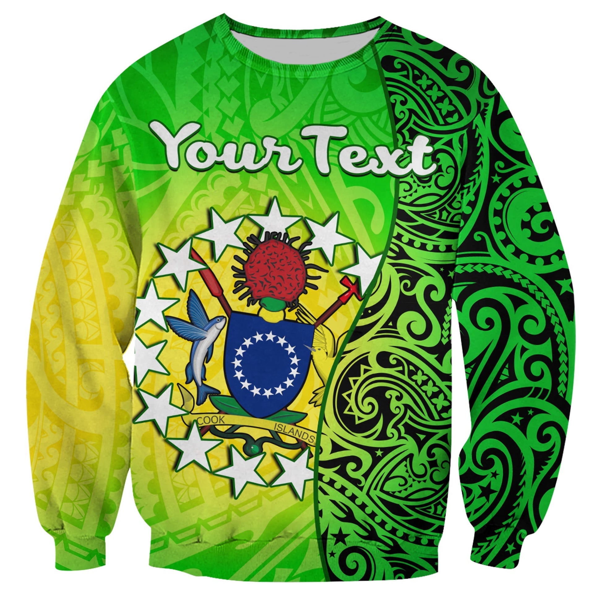 Custom Personalised Cook Islands Sweatshirt Cook Islands Coat Of Arms Turtle Polynesian