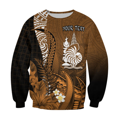 Custom Personalised New Caledonia Sweatshirt Nautilus Gold Polynesian Hibiscus
