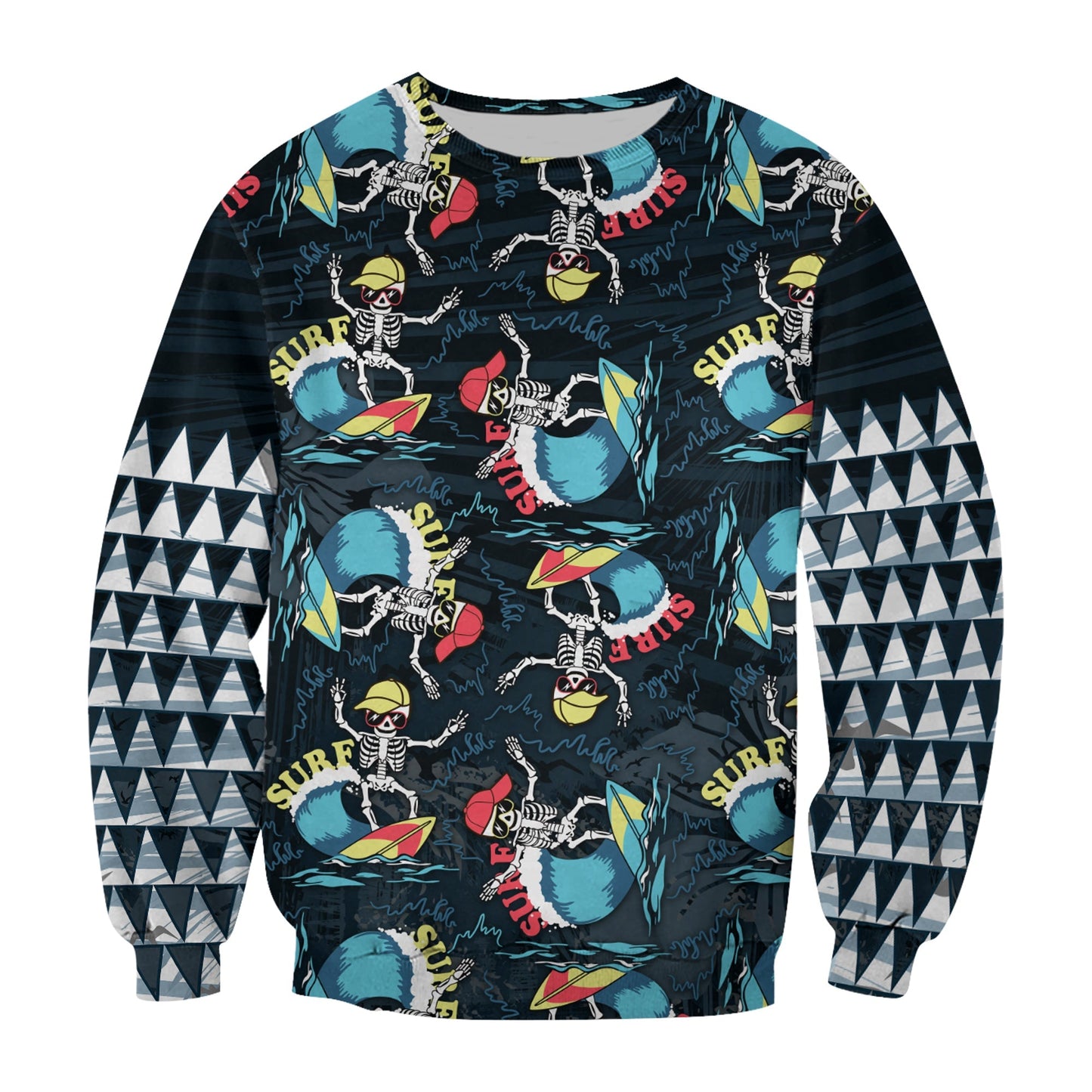 Hawaii Skeleton Surf Sweatshirt Halloween Hawaiian Tribal