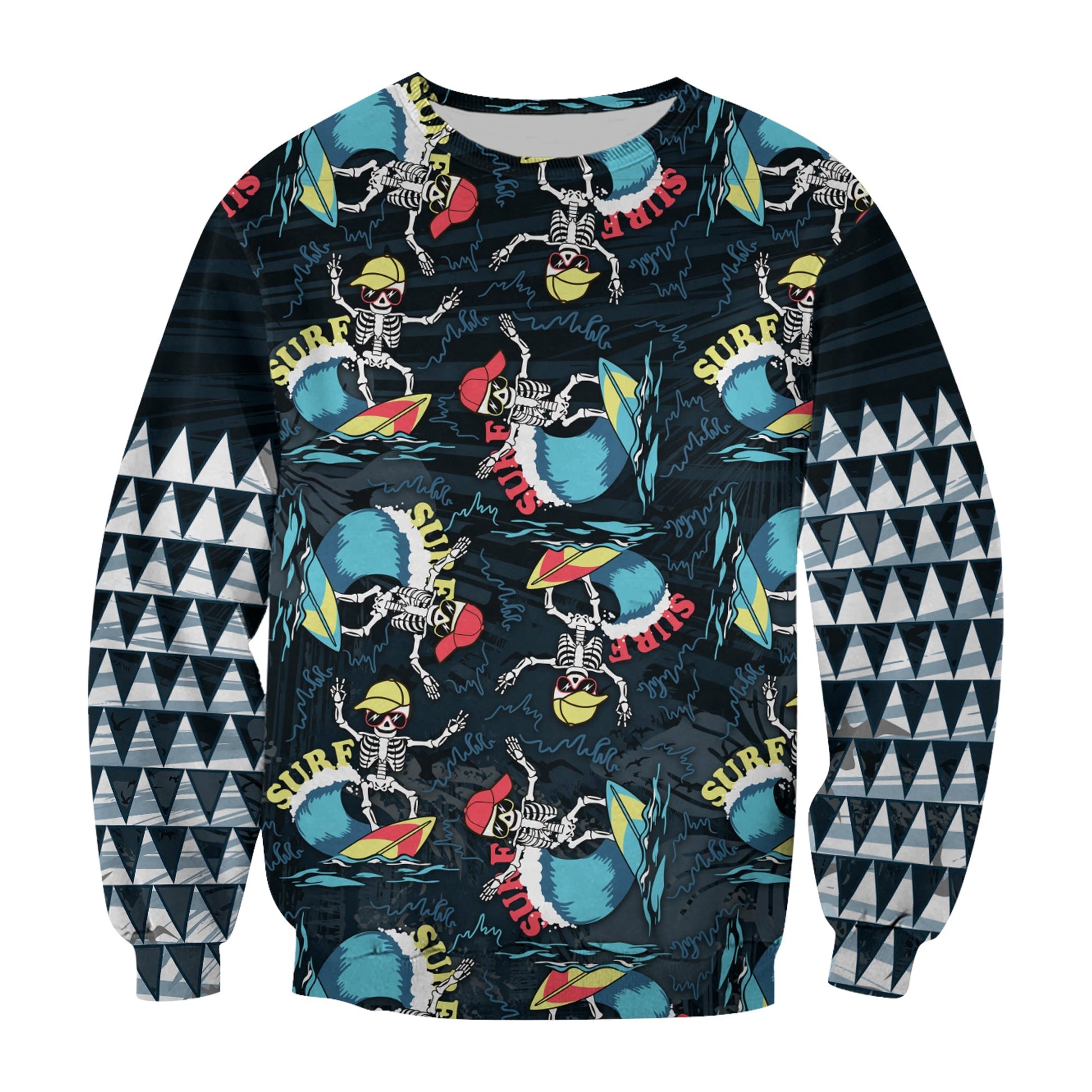 Hawaii Skeleton Surf Sweatshirt Halloween Hawaiian Tribal