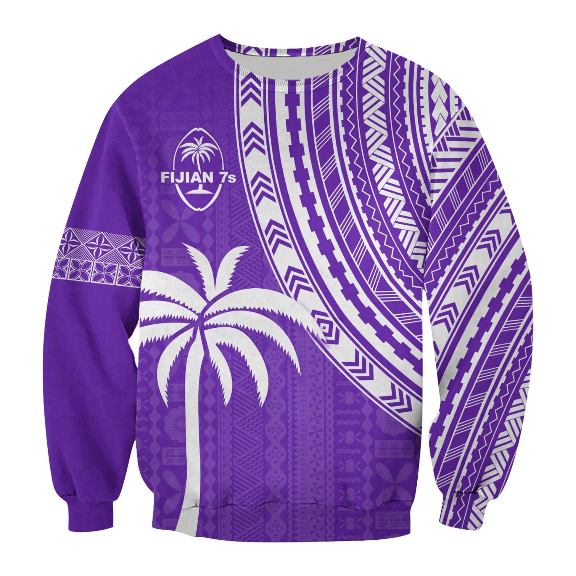 Fiji Rugby Sevens Sweatshirt Fijian 7s Tapa Polynesian Purple