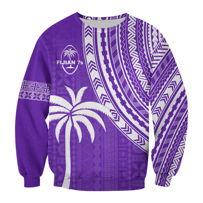 Fiji Rugby Sevens Sweatshirt Fijian 7s Tapa Polynesian Purple