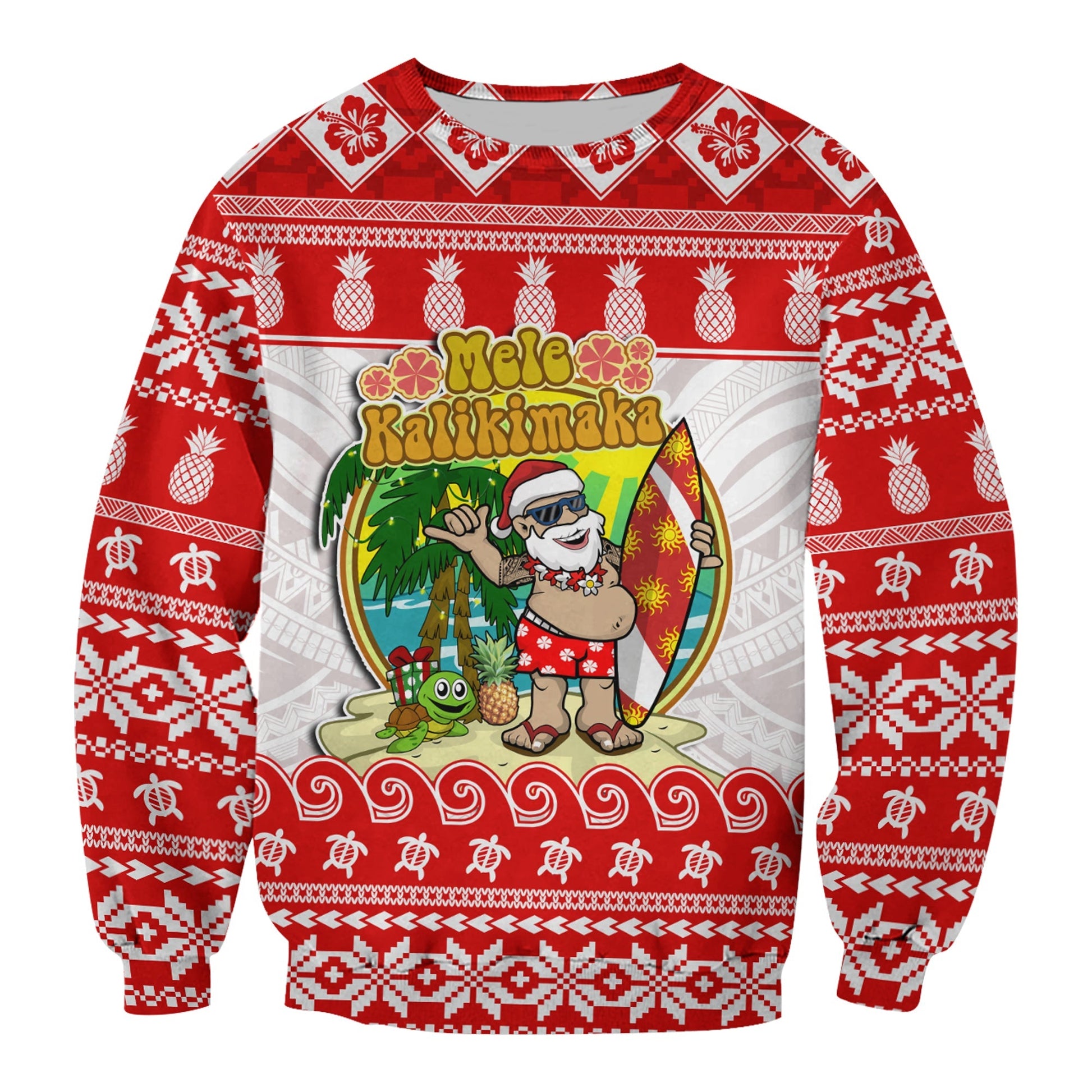 Hawaii Christmas Sweatshirt Kanaka Polynesian Santa Claus Mele Kalikimaka
