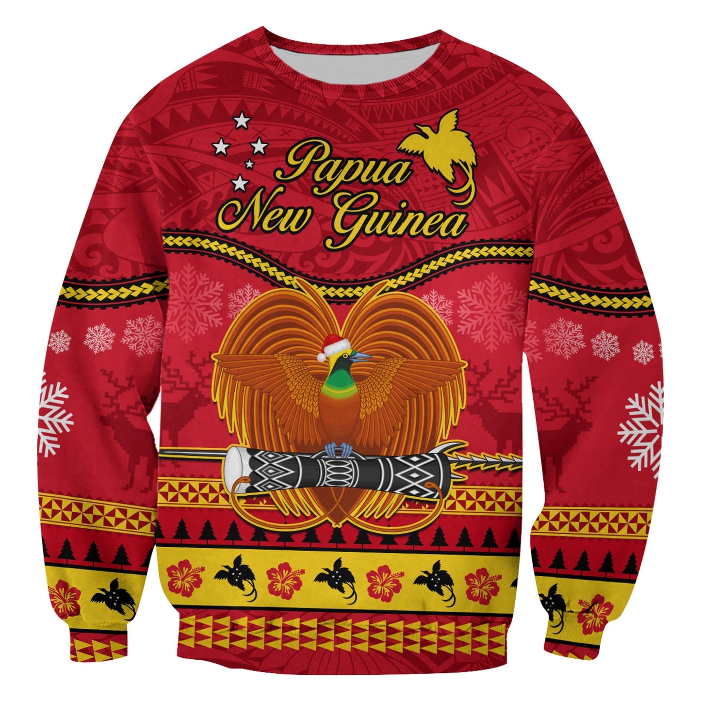Papua New Guinea Christmas Sweatshirt Bird Of Paradise Bikpela Hamamas Blong Dispela Krismas