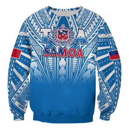 Samoa Rugby Sweatshirt Toa Samoa Polynesian Pacific Blue Version