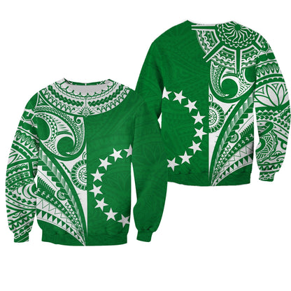 Cook Islands Tatau Sweatshirt Symbolize Passion Stars Version Green
