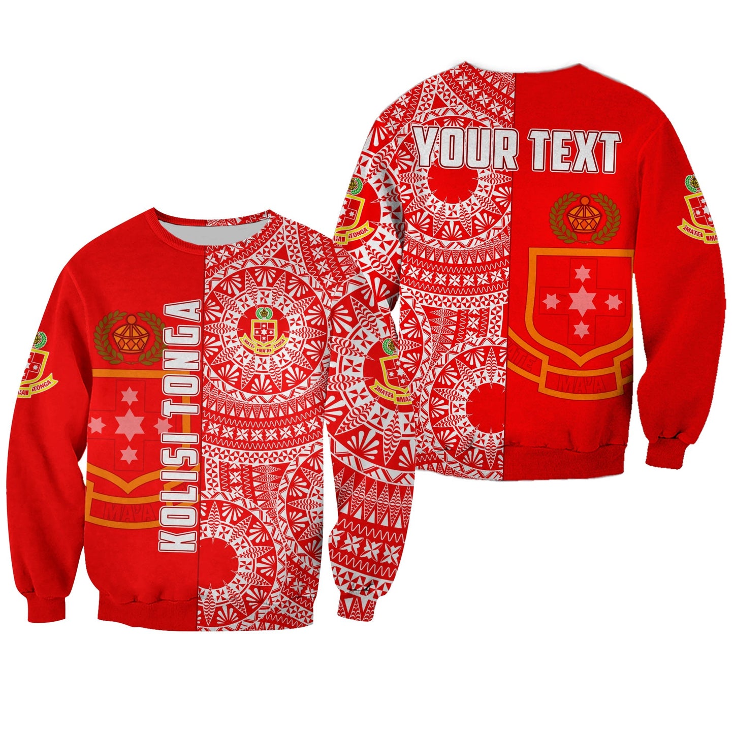 Custom Personalised Kolisi Tonga High School Sweatshirt Tongan Ngatu Pattern