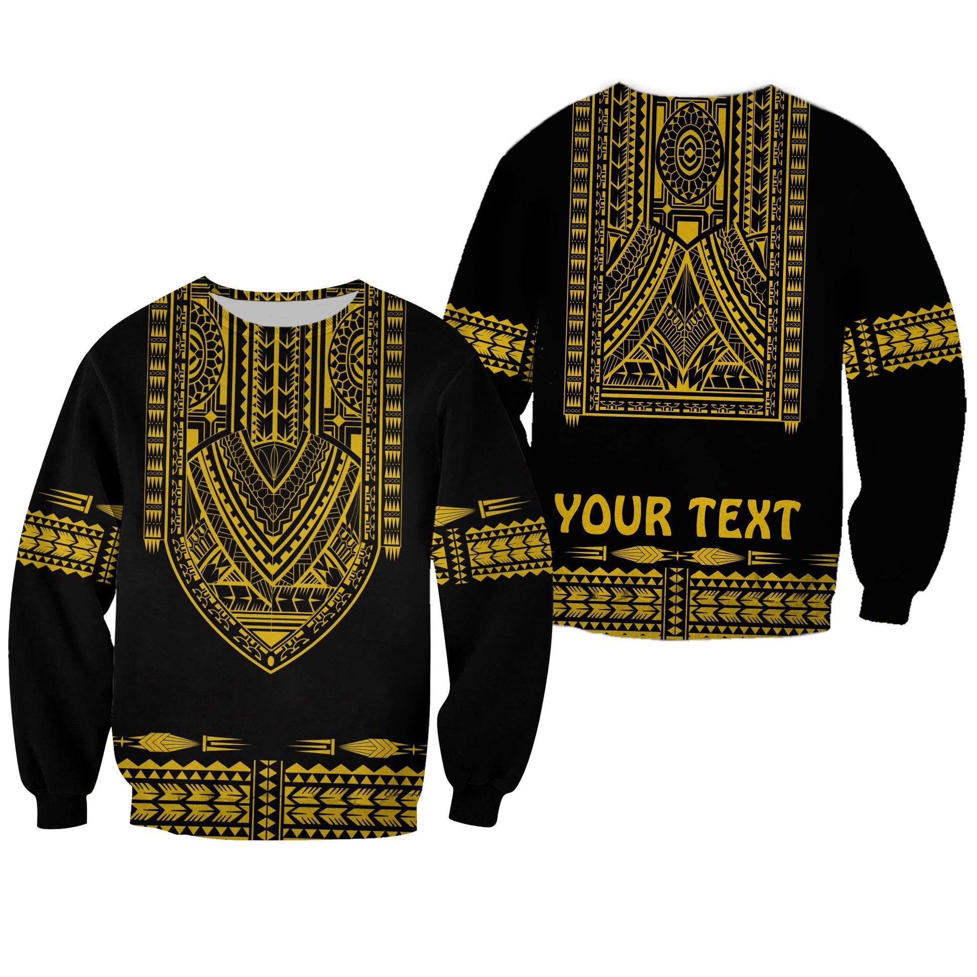 Custom Personalised Polynesian Sweatshirt Dashiki With Polynesian Tattoo Royal Golden Version