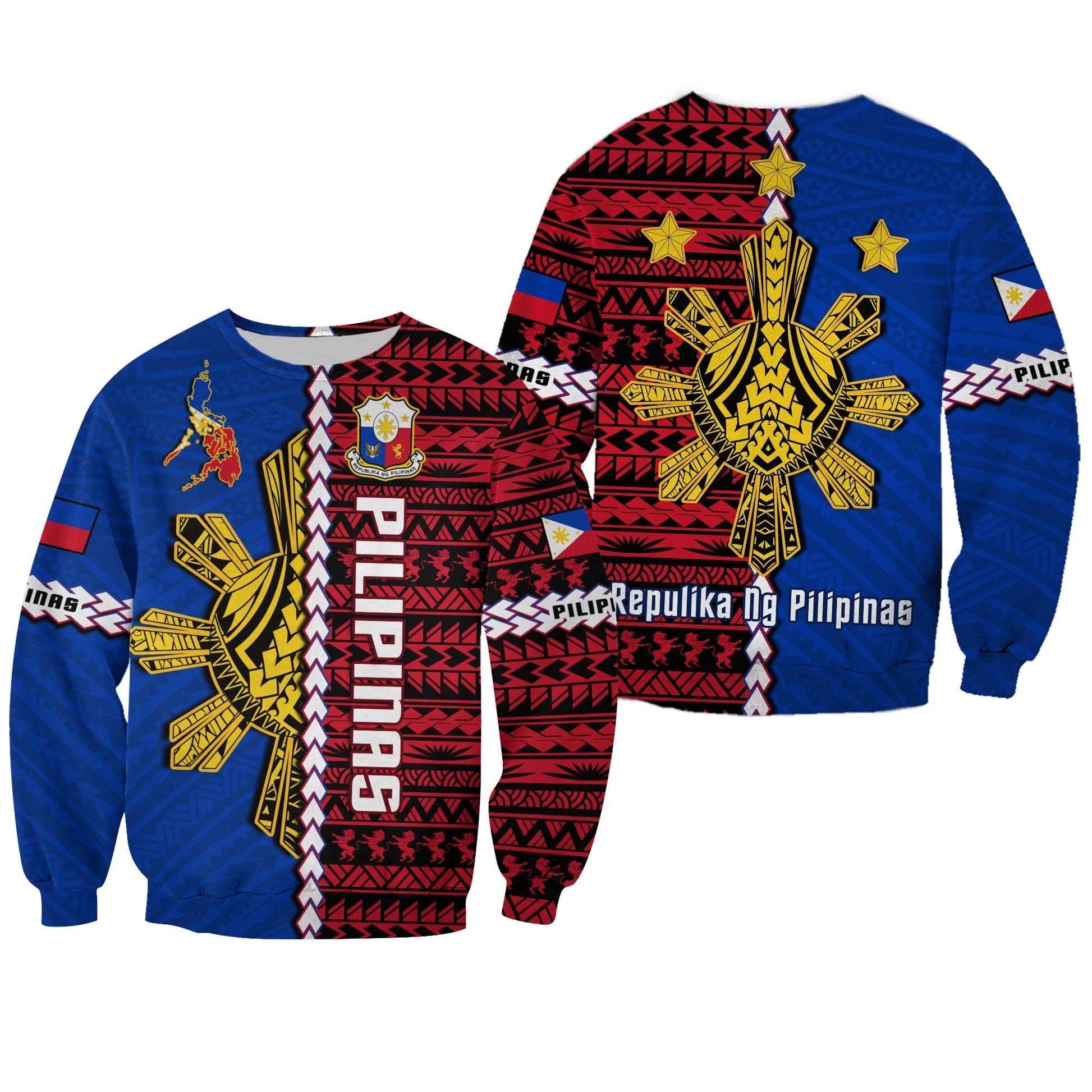 Philippines Sweatshirt Pilipinas Sun Mix Polynesian Pattern