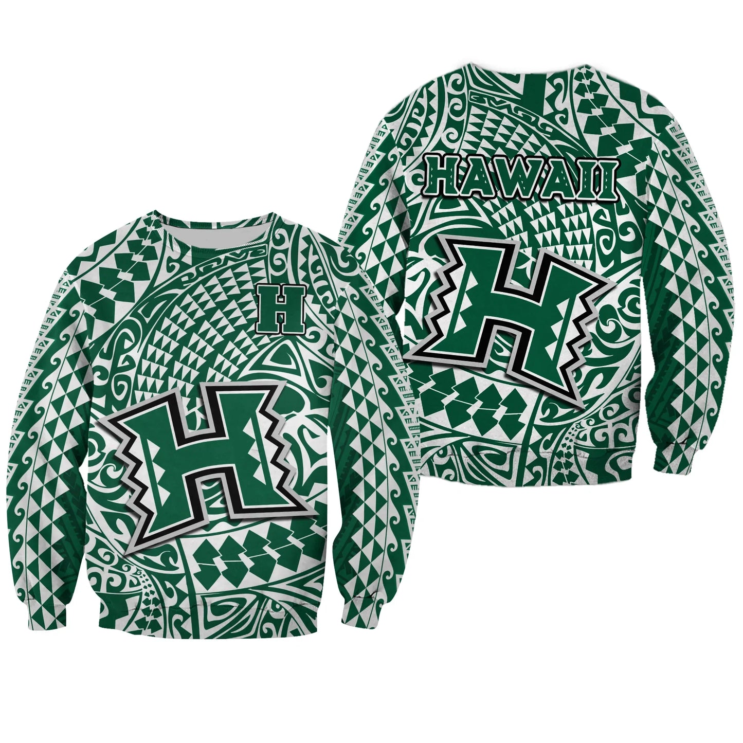 Hawaii Football Sweatshirt Rainbow Warriors Tribal Kakau