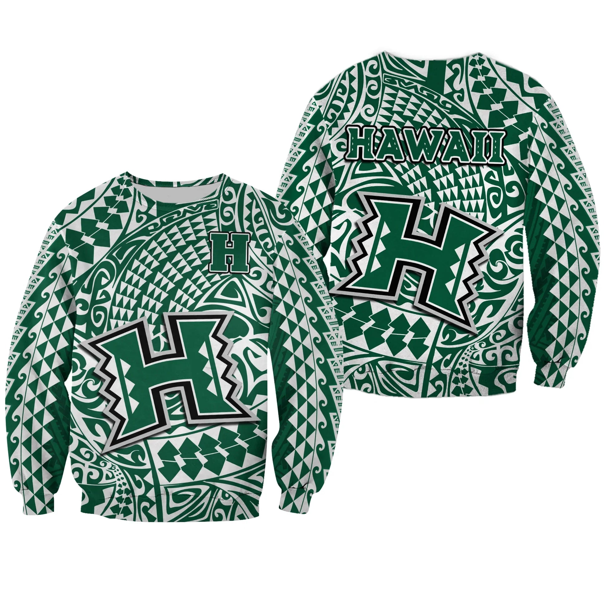 Hawaii Football Sweatshirt Rainbow Warriors Tribal Kakau