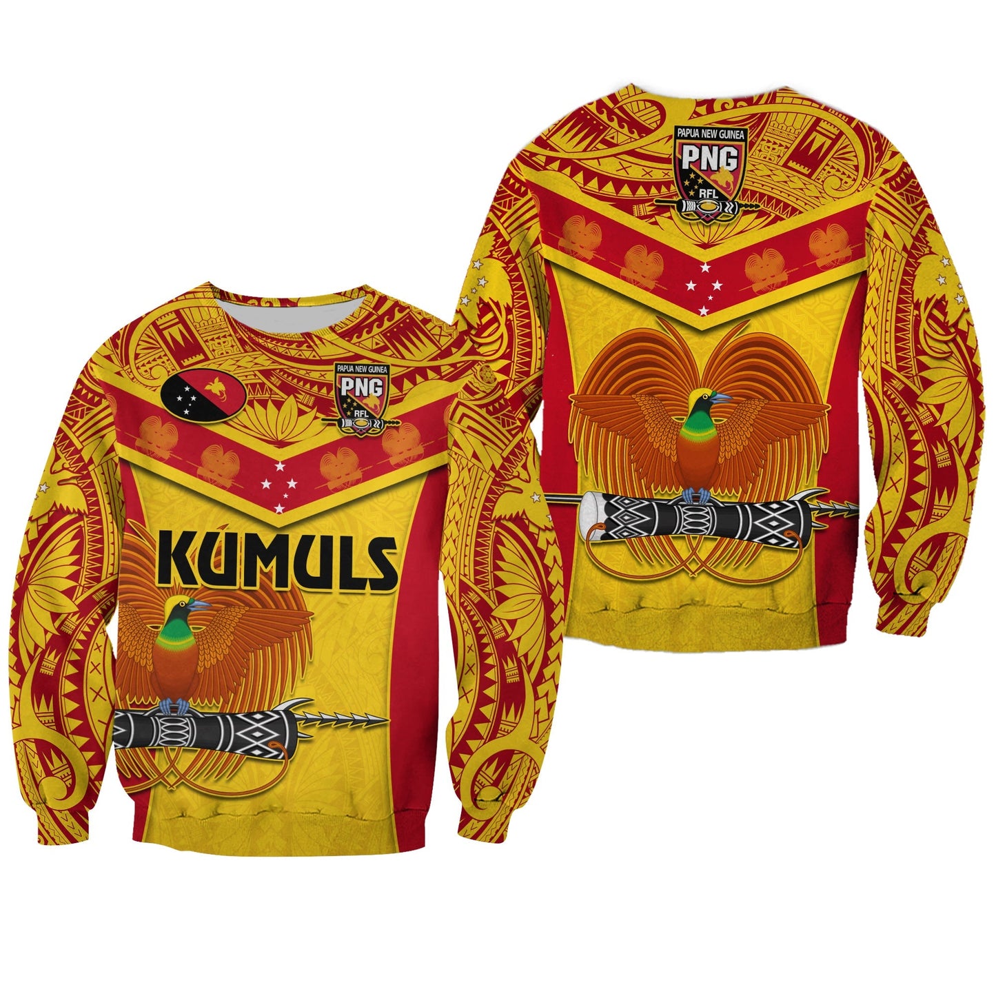 Papua New Guinea Rugby Sweatshirt PNG Kumuls Bird Of Paradise Yellow