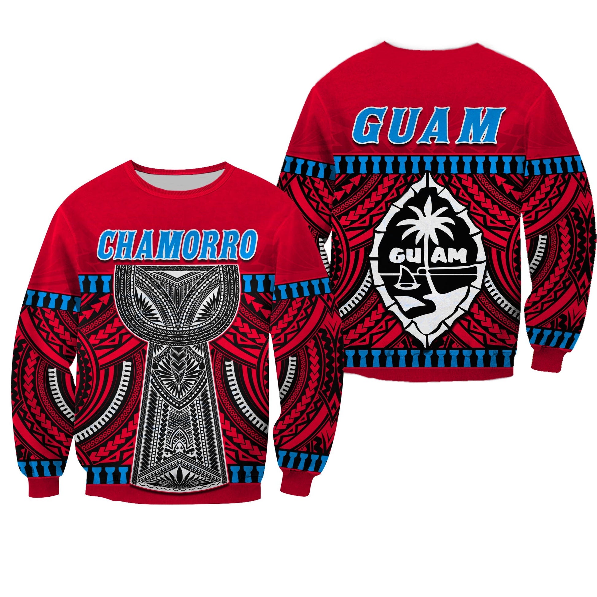 Guam Chamorro Sweatshirt Latte Stone Red Polynesian Haligi