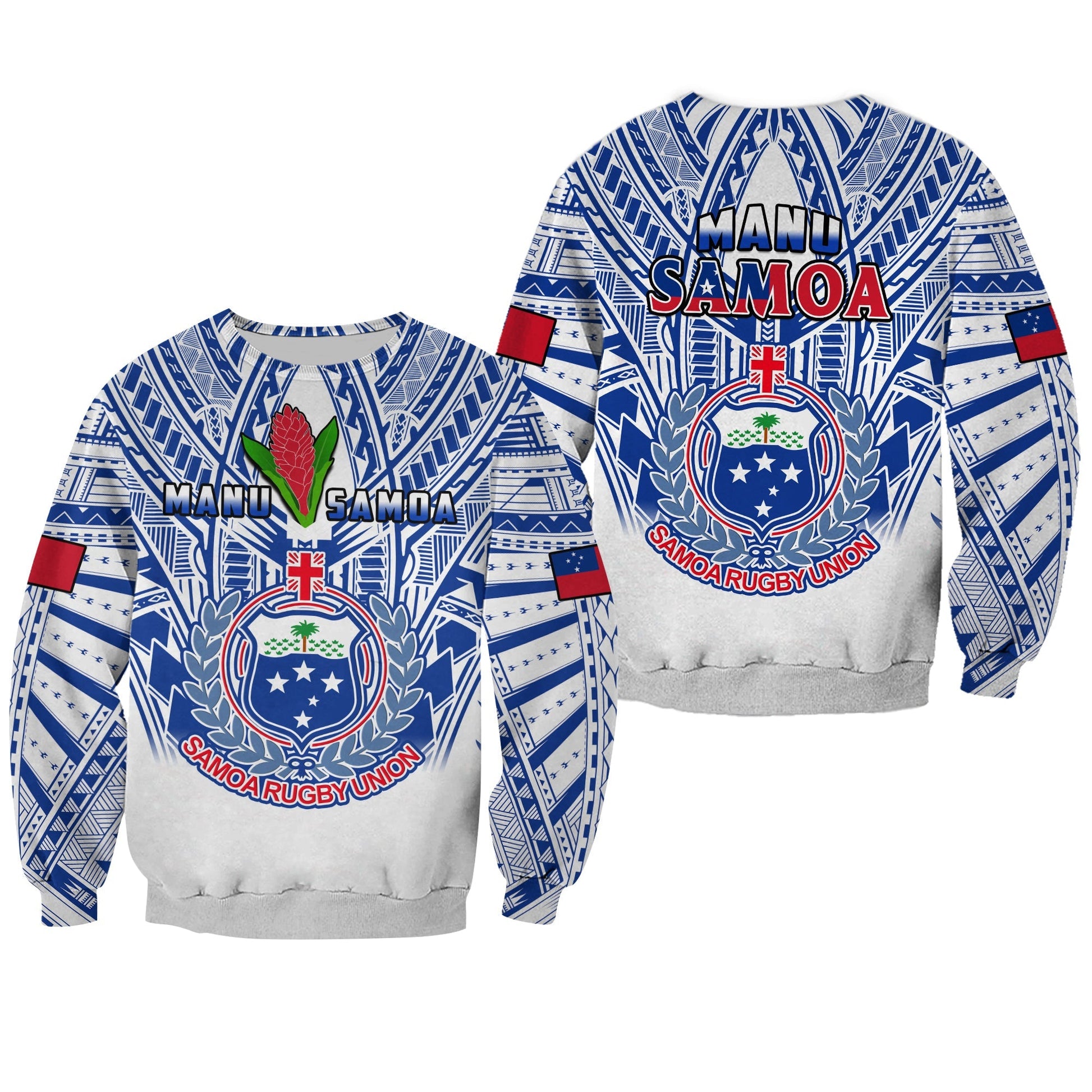 Samoa Rugby Sweatshirt Manu Samoa 7s Ginger White Polynesian