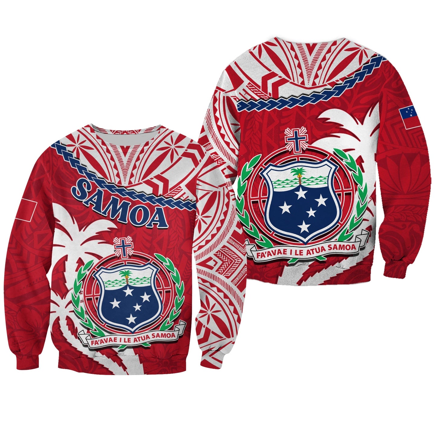 Samoa Sweatshirt Samoan Coat Of Arms With Coconut Red Style