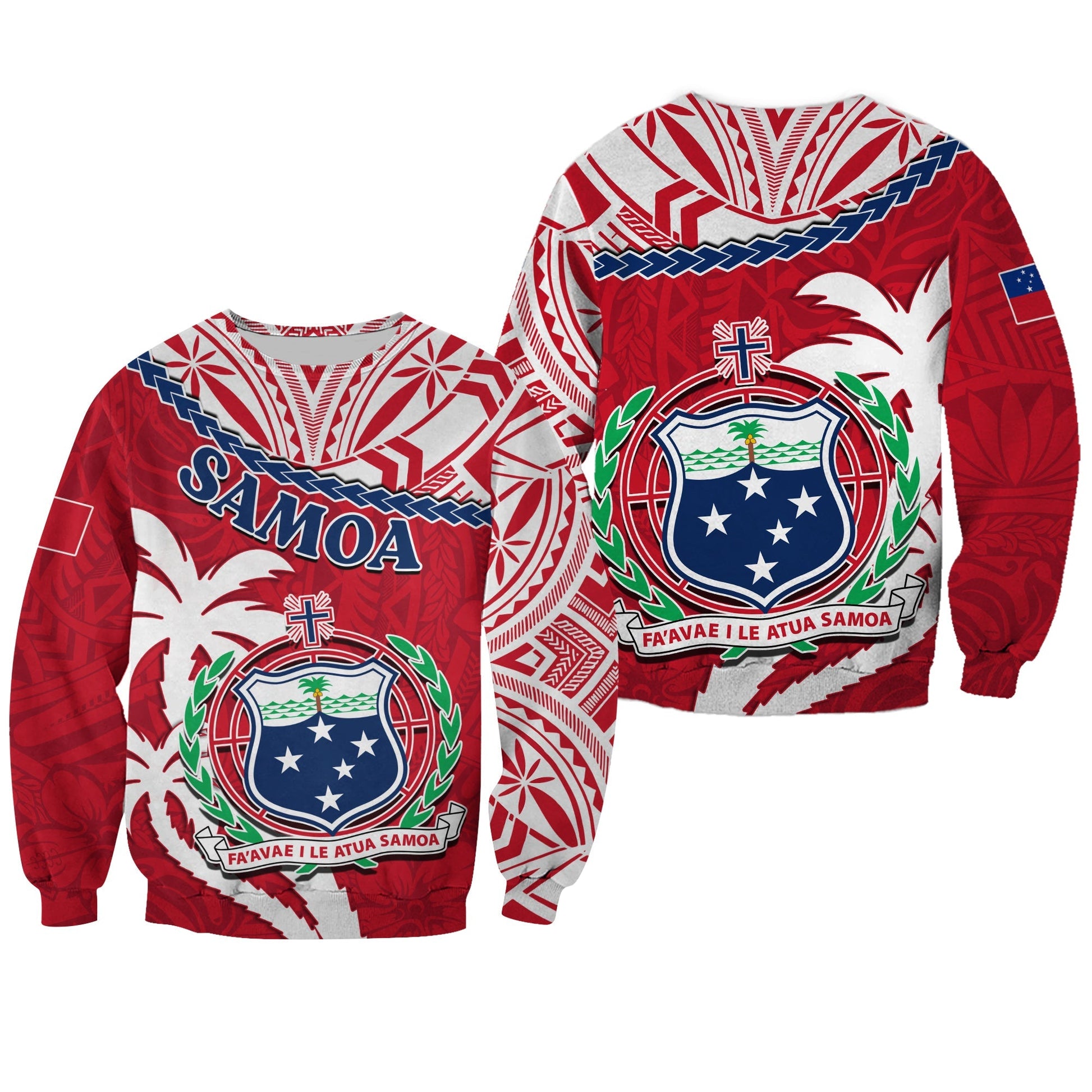 Samoa Sweatshirt Samoan Coat Of Arms With Coconut Red Style