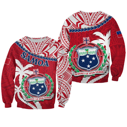 Samoa Sweatshirt Samoan Coat Of Arms With Coconut Red Style