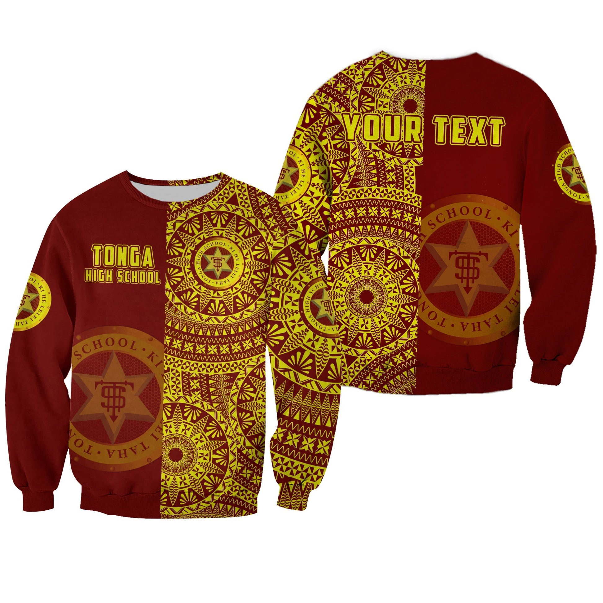 Custom Personalised Tonga High School Sweatshirt Tongan Ngatu Pattern