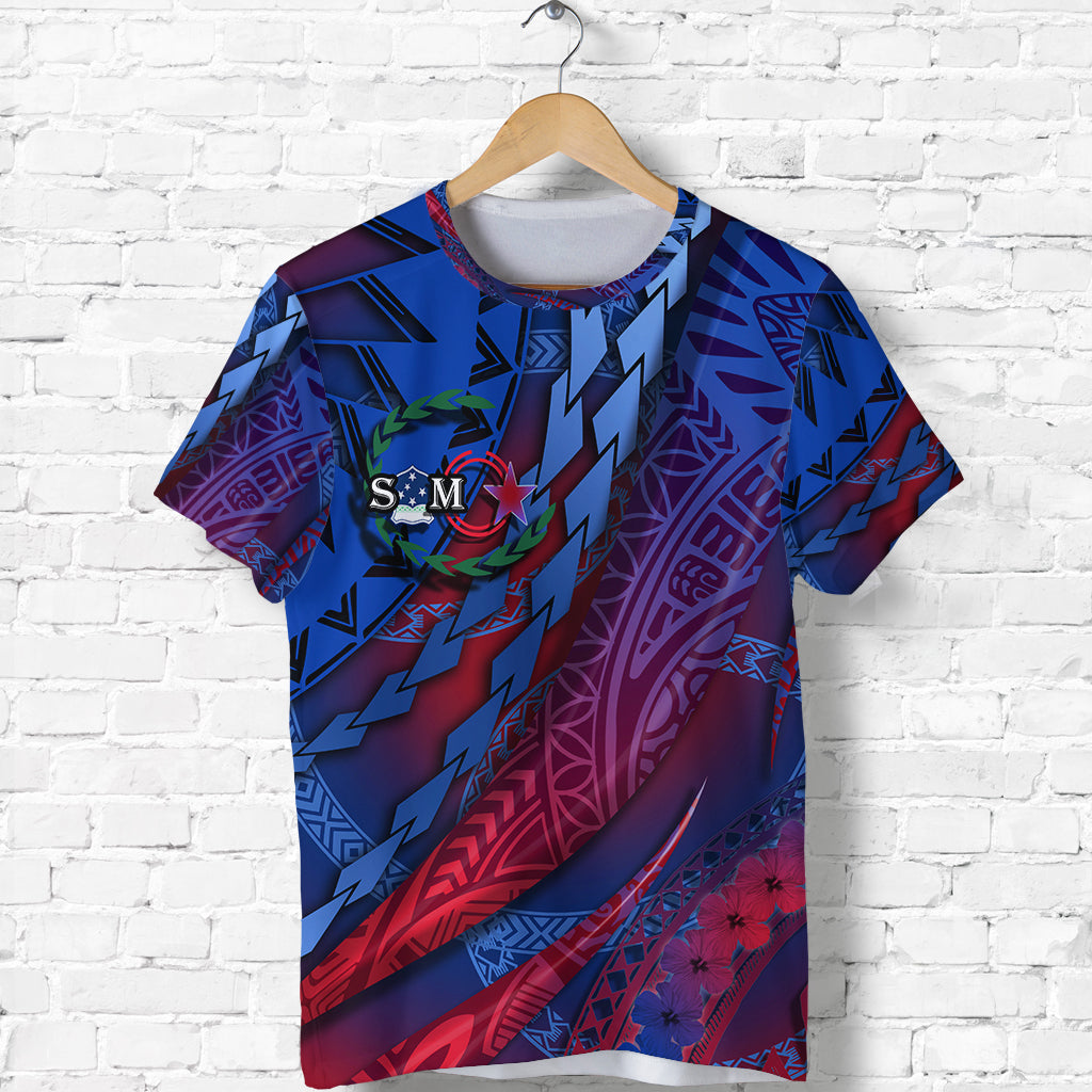 Samoa T Shirt Artsy Style - Mixed Blue